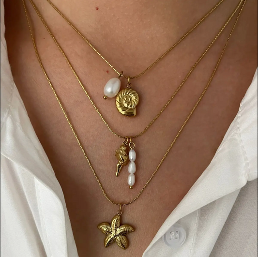 Ocean Whisper Necklace Set – Gold Coated